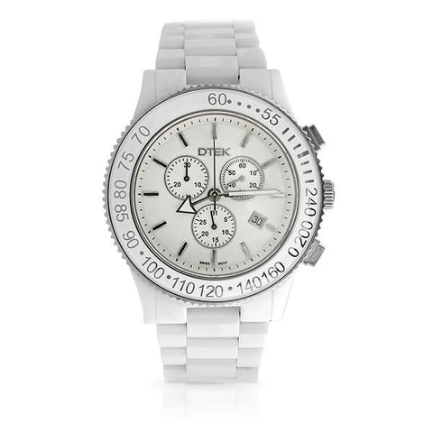 DTEK 002 White Ceramic Swiss Chronograph Watch