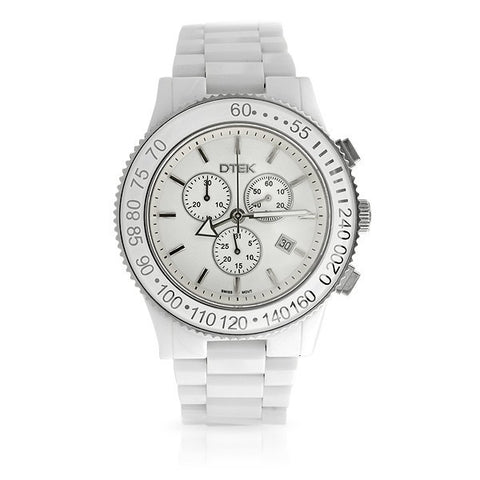 DTEK 002 White Ceramic Swiss Chronograph Watch